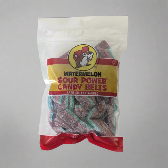 Buc-ee's Sour Power Candy Belts (Watermelon, Strawberry, Mango, Quartto)