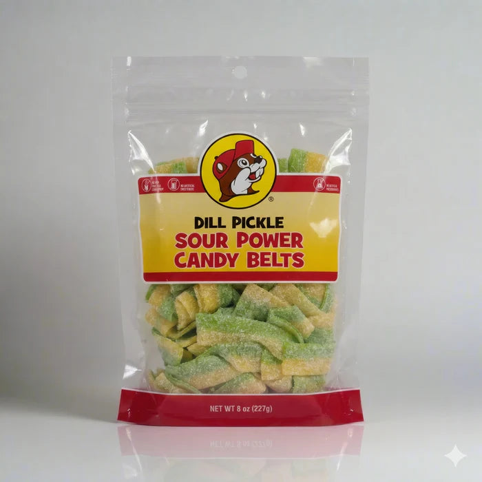 Buc-ee's Sour Power Candy Belts (Watermelon, Strawberry, Quartto, Berry Blue, Dill Pickle)
